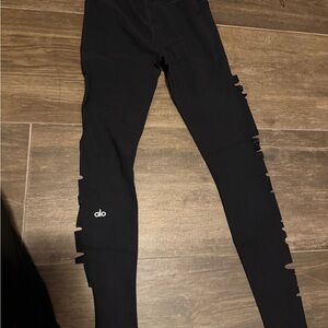 ALO Yoga Cut Up Black Leggings with Logo